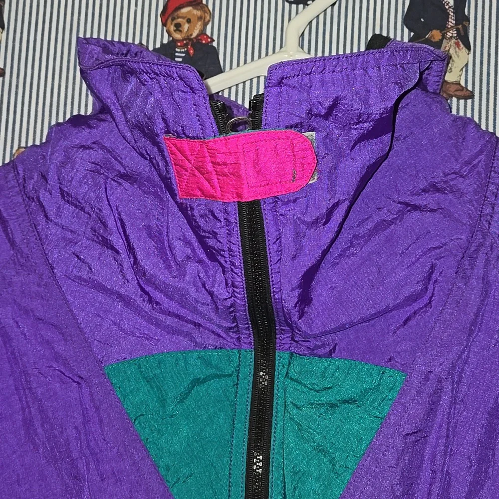 Vintage 80s Hot Spices Reversible Colorblock Ski Outdoor Jacket Purple Pink Blue